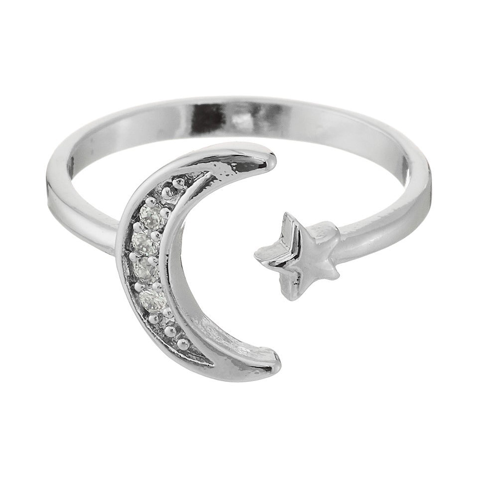 Too Fast | Moon and Star Open Ring