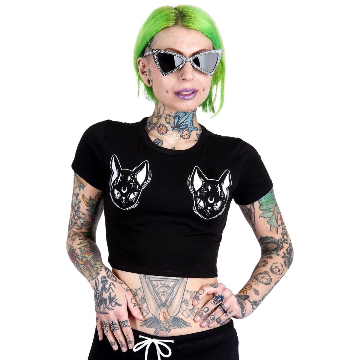 Too Fast | Mystical Cat Familiar Cropped Baby Tee