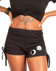 Too Fast | Mystical Ouija Board Witchy Tie Up Shorts