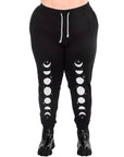 Too Fast | Phases Of The Moon and Stars Black Goth Sweatpants