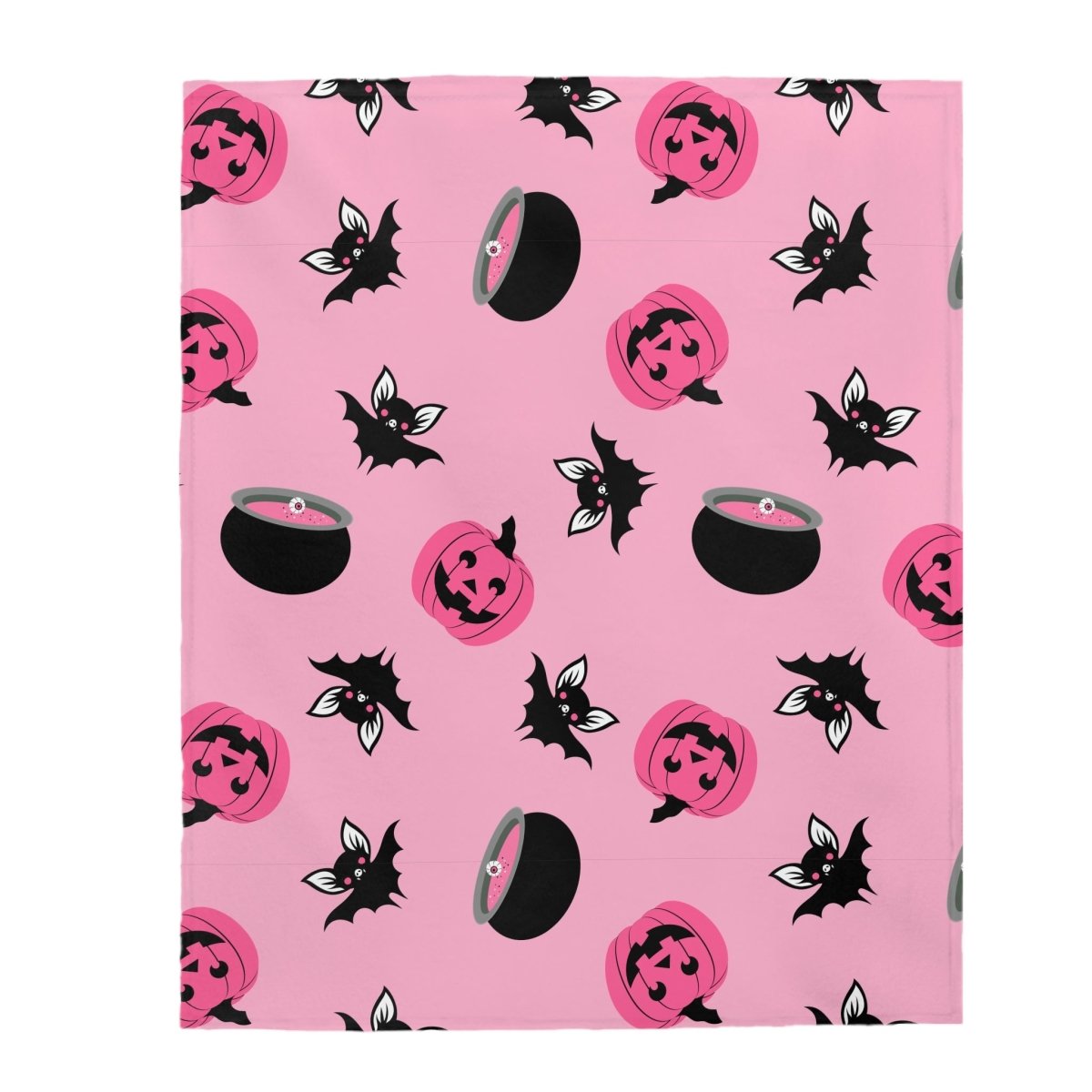Too Fast | Pink Pumpkins and Cauldrons Velvet Plush Blanket