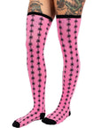 Too Fast | Pink Spider Thigh High Socks