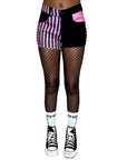 Too Fast | Pink Striped Witch Bitch Studded Stretch Denim Shorts