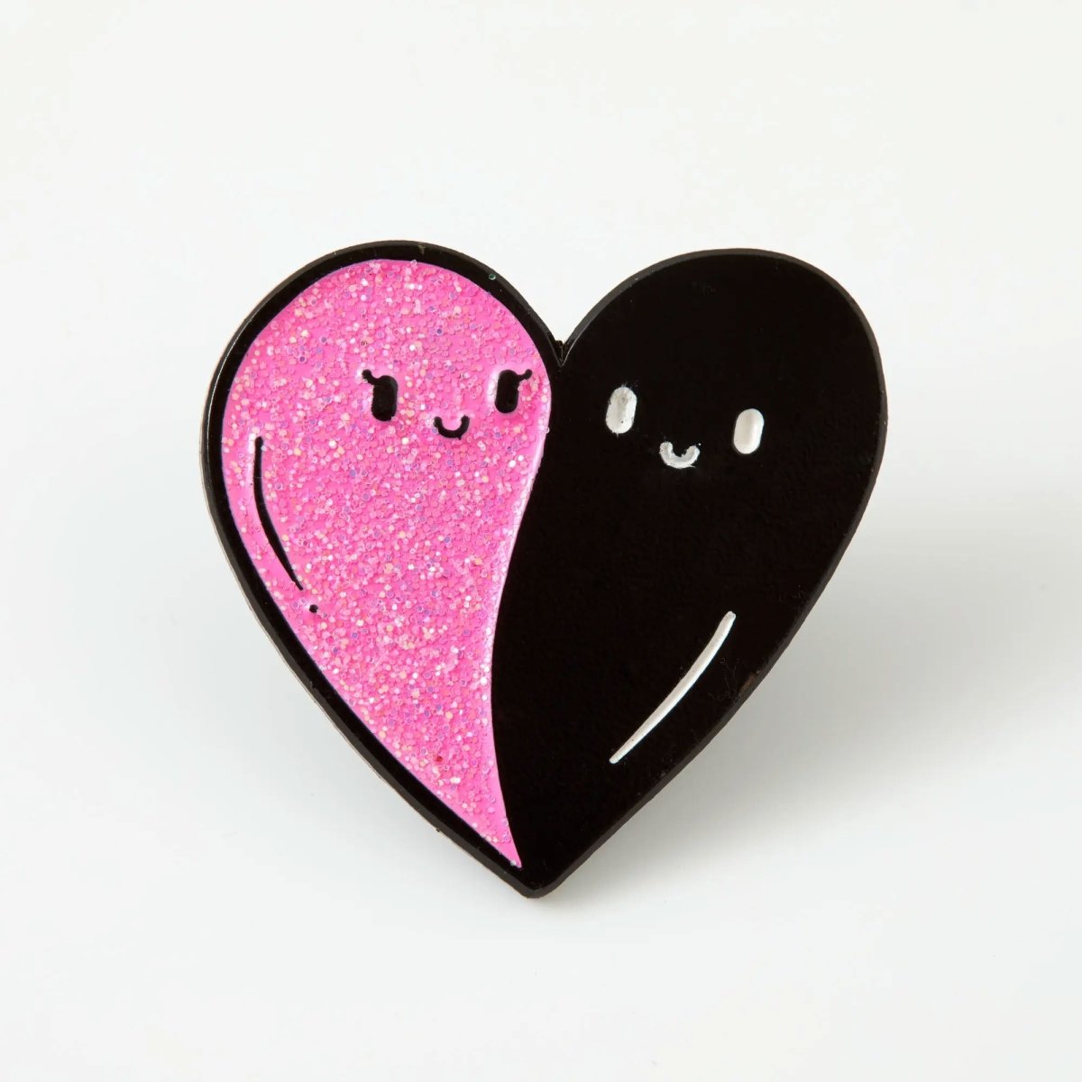 Too Fast | Punky Pins | Pink and Black Heart Ghosts Enamel Pin