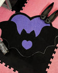 Too Fast | Purple Bat Heart Shaped Rug