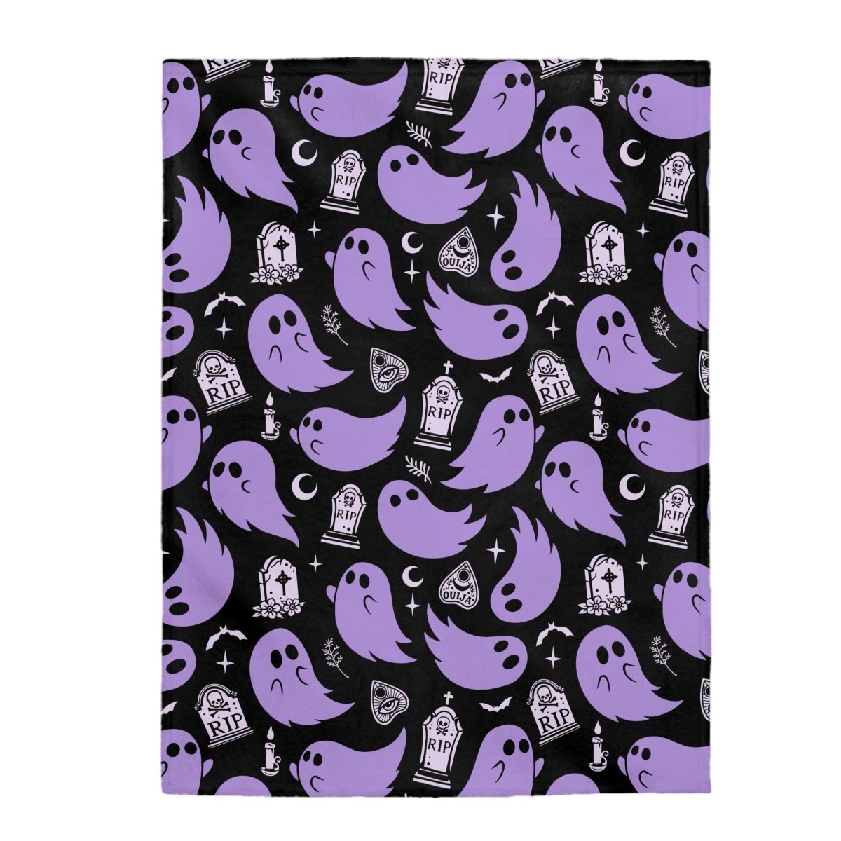 Too Fast | Purple Ghosts and Gravestones Velvet Plush Blanket
