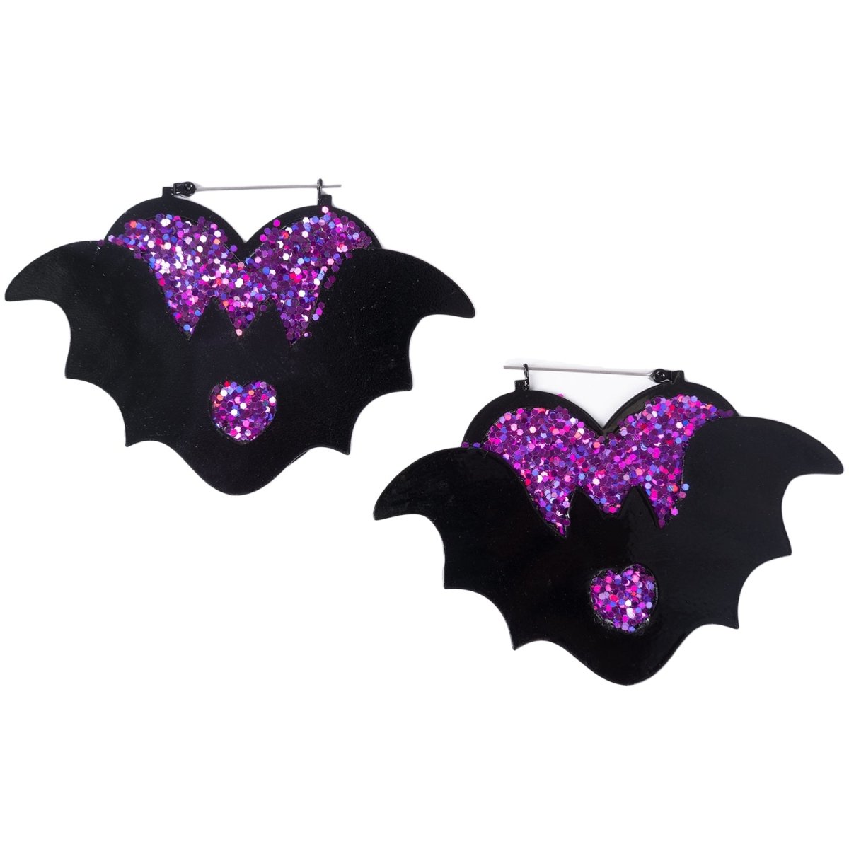 Too Fast | Purple Heart Bat Hoop Earrings