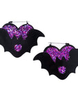 Too Fast | Purple Heart Bat Hoop Earrings