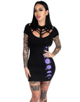 Too Fast | Purple Phase Of The Moon Web Caged Dress