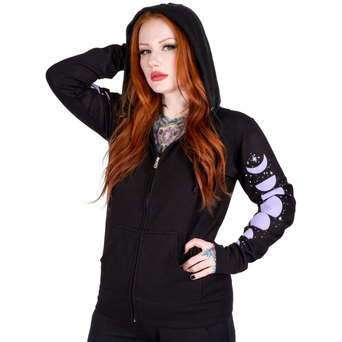 Purple Moon Phase Zip Hoodie Too Fast