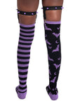 Too Fast | Purple Stripes Thigh High Garter Socks