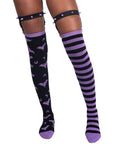 Too Fast | Purple Stripes Thigh High Garter Socks