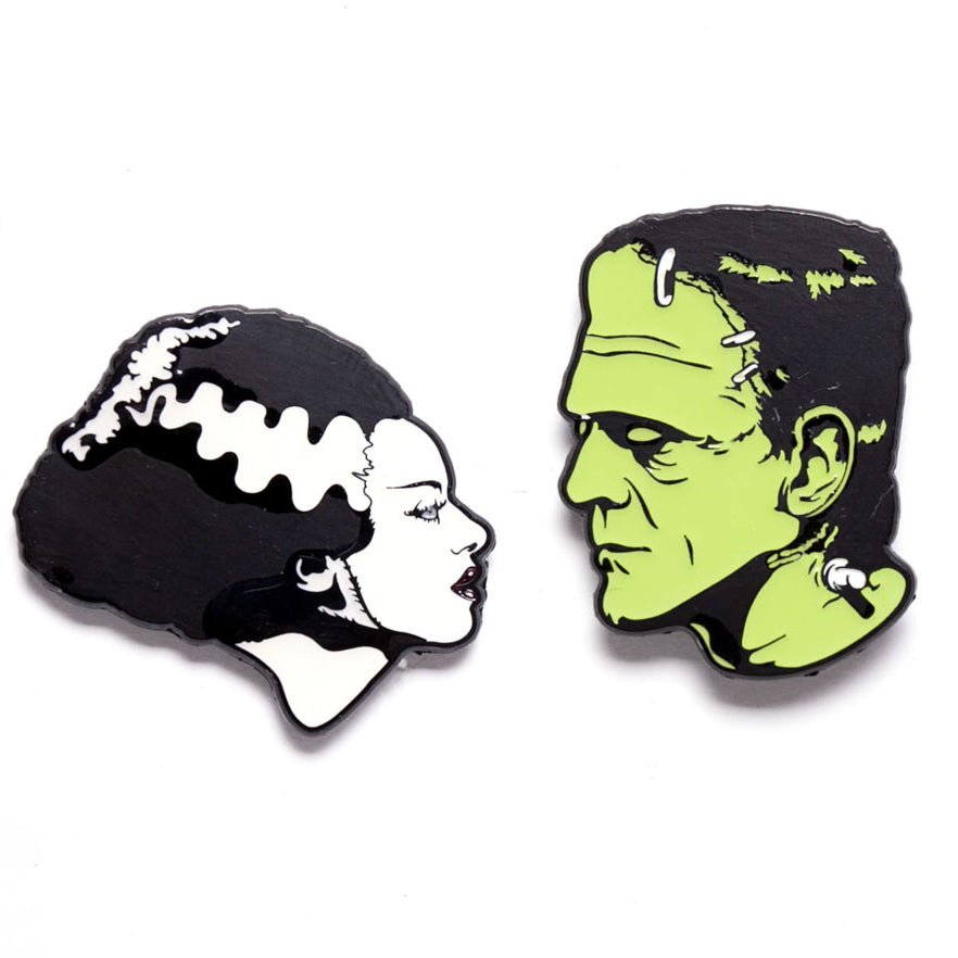 Too Fast | Rock Rebel | Bride of Frankenstein &amp; Frankenstein Enamel Pin Set