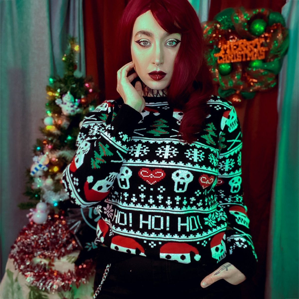 Too Fast | Skulls Ho Ho Ho Knit Christmas Sweater
