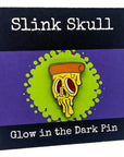 Too Fast | Slink Skull | Glow in The Dark Pizza Skull Pin