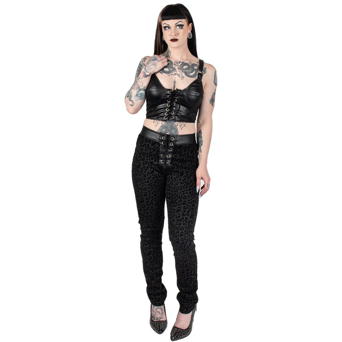 Too Fast | Switchblade Stiletto | Black Leopard High Waisted Rebel Pants