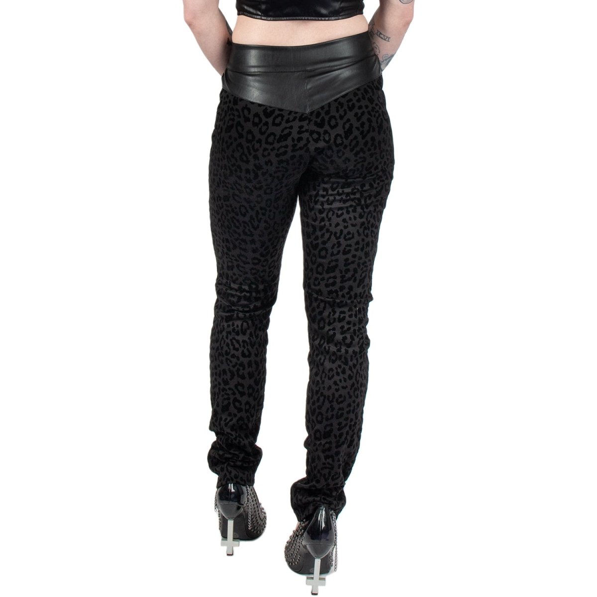 Too Fast | Switchblade Stiletto | Black Leopard High Waisted Rebel Pants