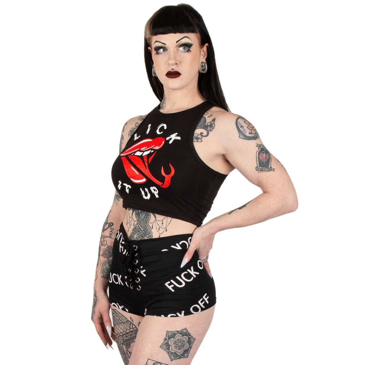 Too Fast | Switchblade Stiletto | Lick It Up Crop Tank