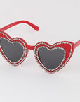 Too Fast | Vintage Style Rhinestone Heart Shaped Sunglasses