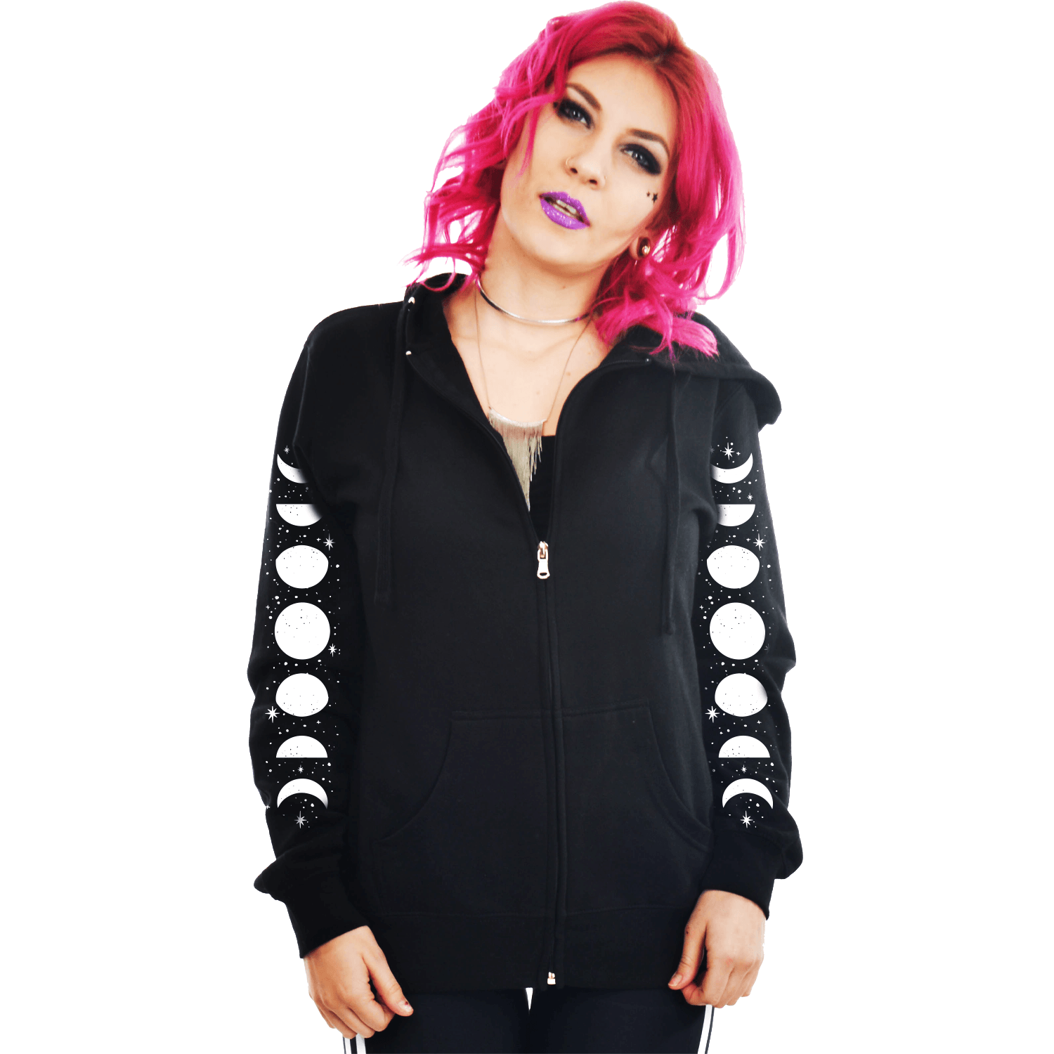Too Fast | Zip Hoodie | Phases Of The Moon and Stars