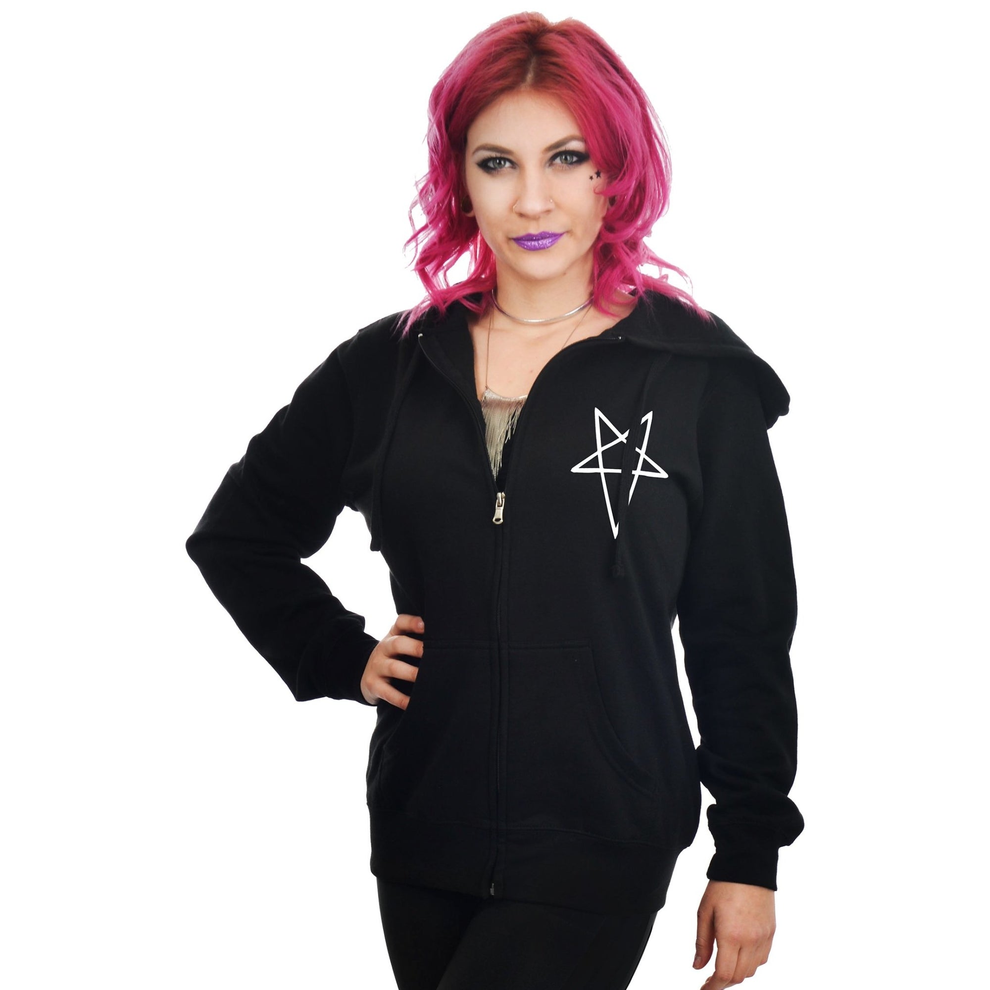 Too Fast | Zip Hoodie | Witchy Black Cat Tarot Card